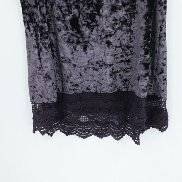 Entro Sz Small Top‎ Deep Purple Crushed Velvet Goth Whimsigoth Lace Scallop Hem - Picture 8 of 10